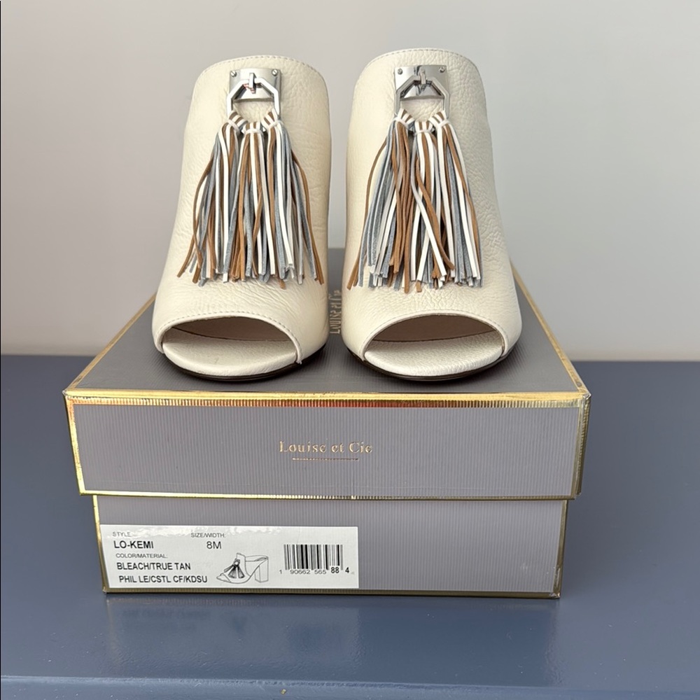 “LOUISE et CIE” Lokemi BEAUTIFUL Cream Leather Mule - Picture 2 of 6